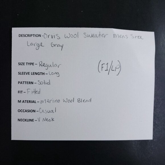 Orvis Mens X-Large Gray V-Neck Merino Wool Blend Sweater - Picture 8 of 8